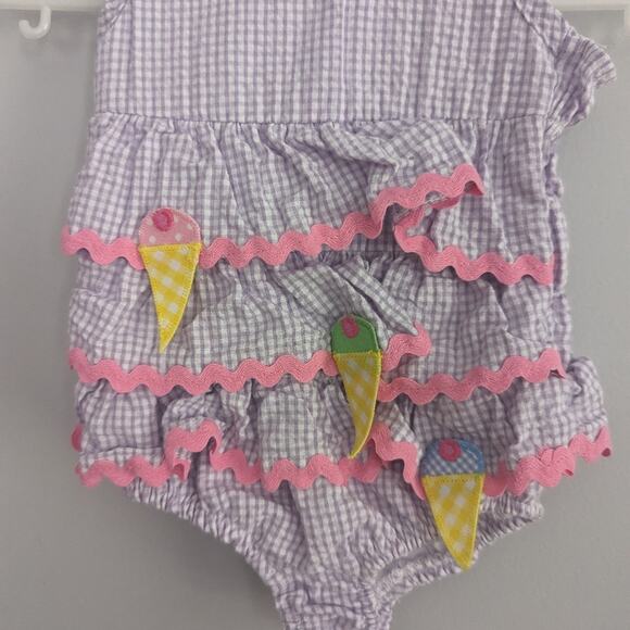 Funtasia Too Ice Cream Cone Seersucker Swimsuit 6 Months Purple - Picture 5 of 5